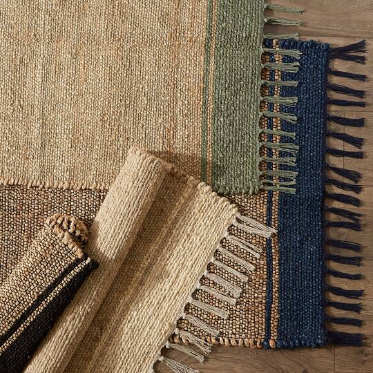 DII® French Blue With Natural Jute Stripes Hand-Loomed Rug, 2ft. x 3ft.